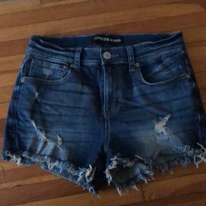 Express high waisted jean shorts size 8